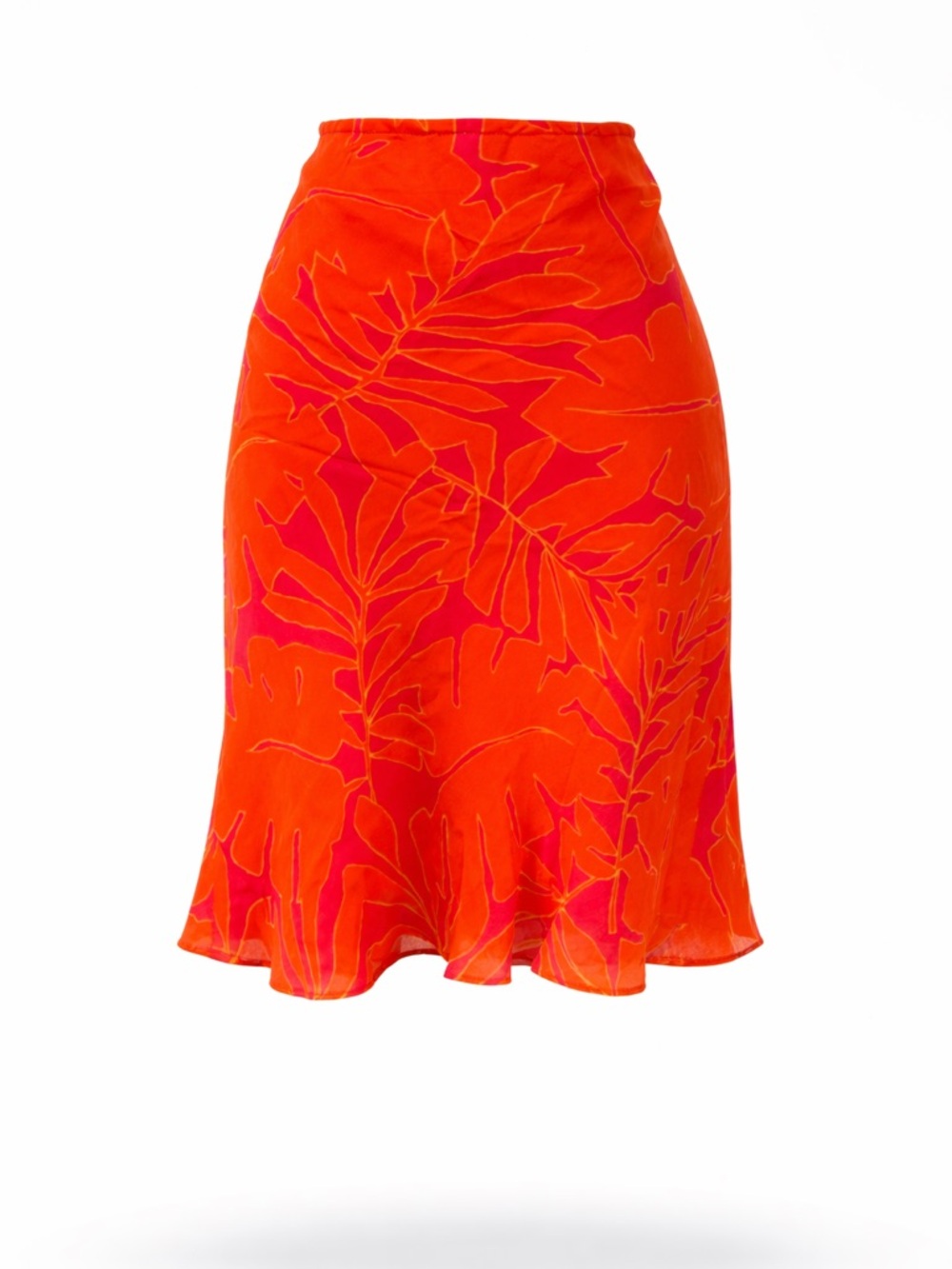 Ralph Lauren Y2K Tropical Palm Print Skirt Orange Pink Side Zip Resort Size 6